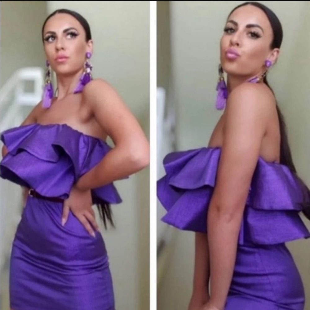 ZARA PURPLE RUFFLE DRESS - Picture 8 of 10
